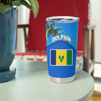 Saint Vincent and the Grenadines Dolphin Tumbler Cup with Ocean Wave and Tropical Island Design - Wonder Print Shop
