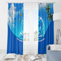 Saint Vincent and the Grenadines Dolphin Window Curtain with Ocean Wave and Tropical Island Design - Wonder Print Shop