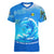 Saint Vincent and the Grenadines Dolphin Women V-Neck T-Shirt with Ocean Wave and Tropical Island Design - Wonder Print Shop
