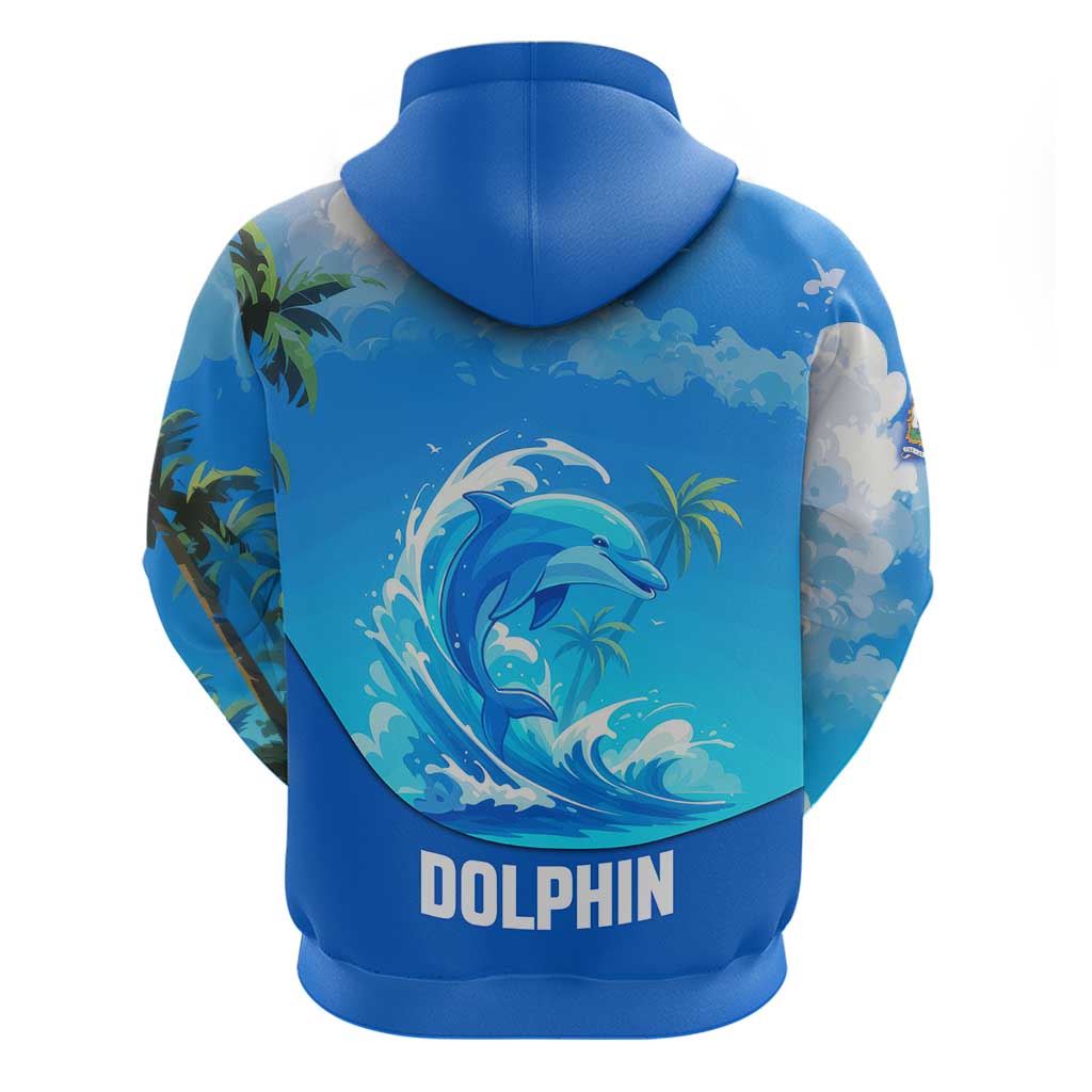 Saint Vincent and the Grenadines Dolphin Zip Hoodie with Ocean Wave and Tropical Island Design - Wonder Print Shop