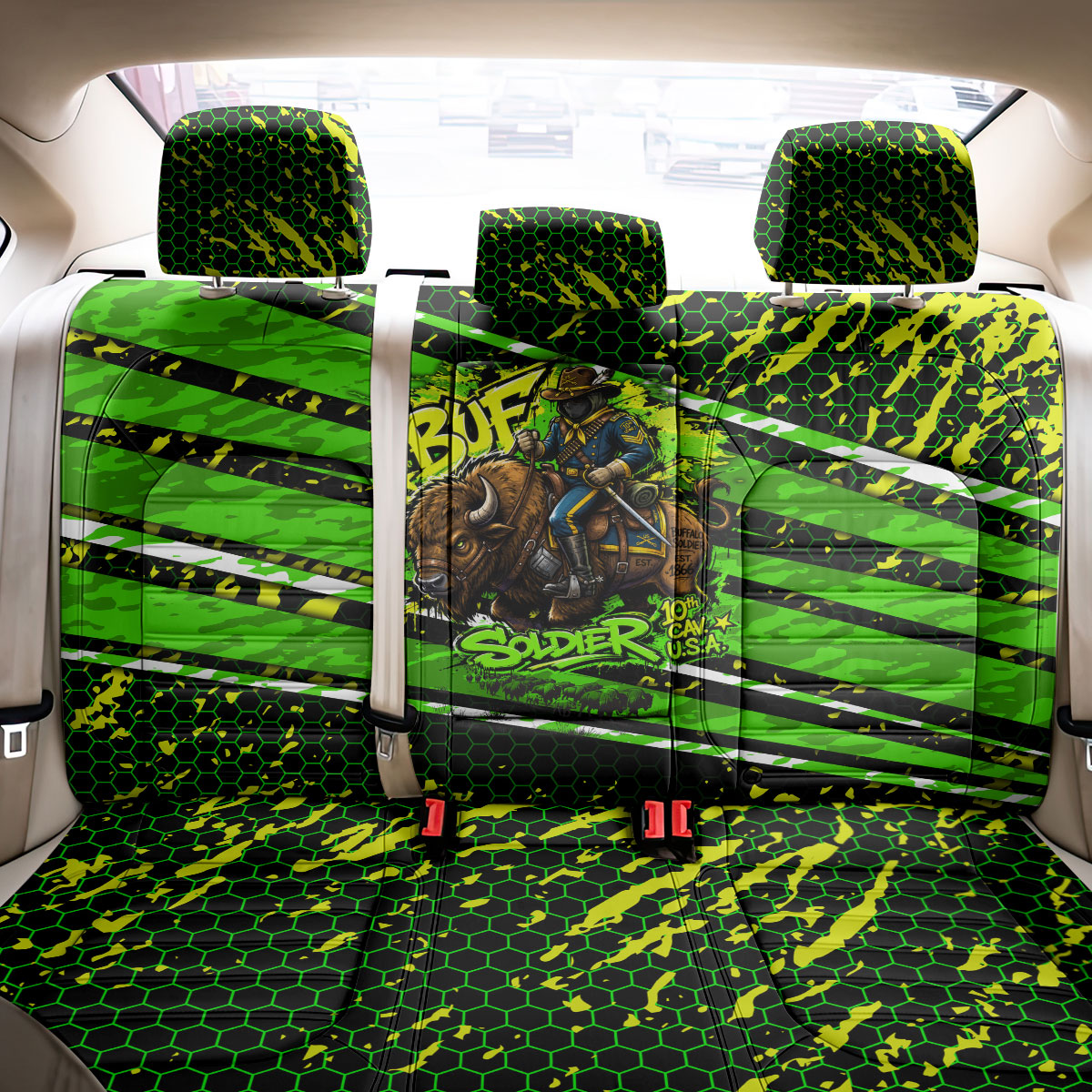 Buffalo Soldiers 10th Cavalry Regiment Back Car Seat Cover Graffiti Urban Streetwear Style Graphic Art