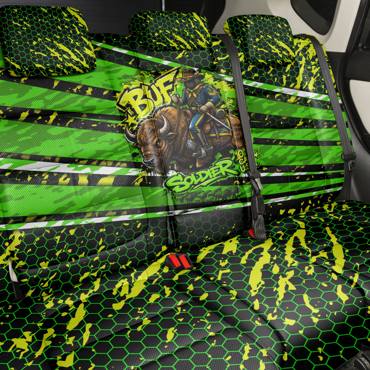 Buffalo Soldiers 10th Cavalry Regiment Back Car Seat Cover Graffiti Urban Streetwear Style Graphic Art