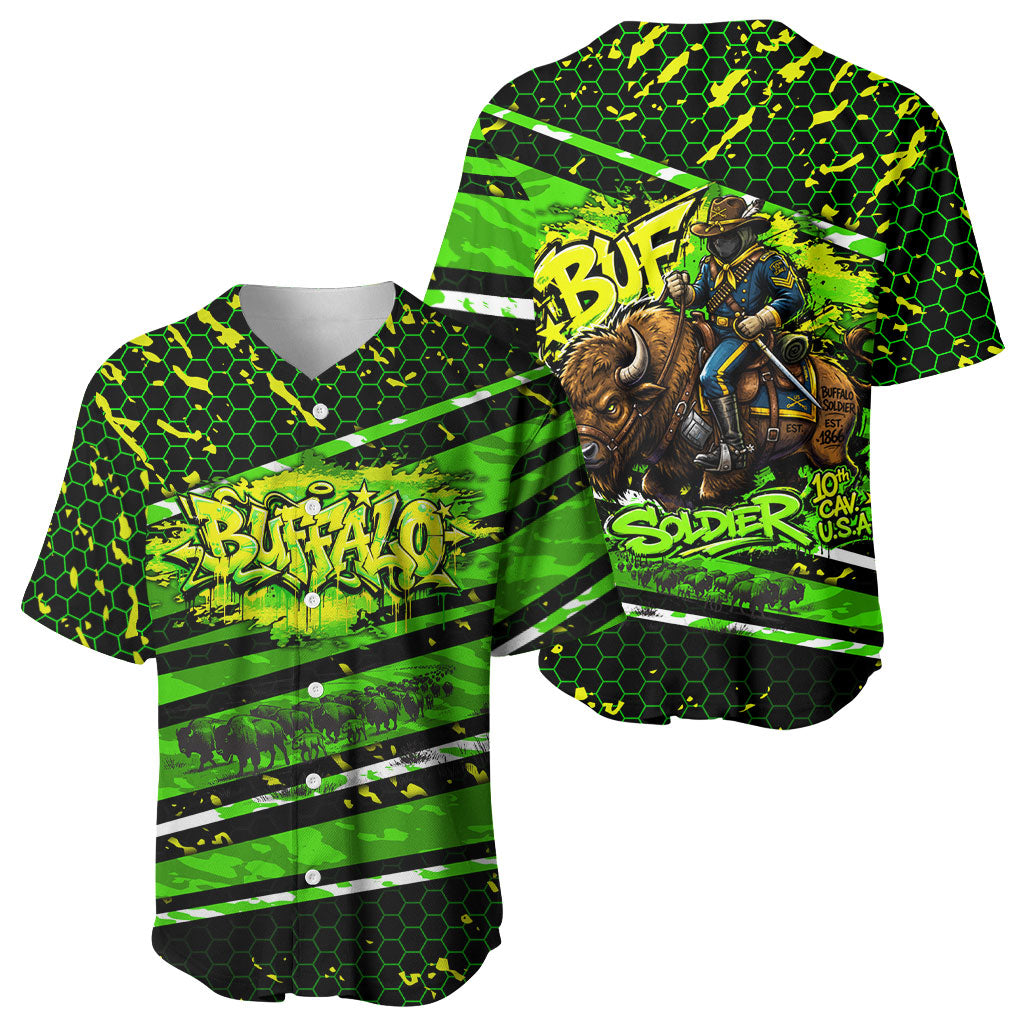 Buffalo Soldiers 10th Cavalry Regiment Baseball Jersey Graffiti Urban Streetwear Style Graphic Art