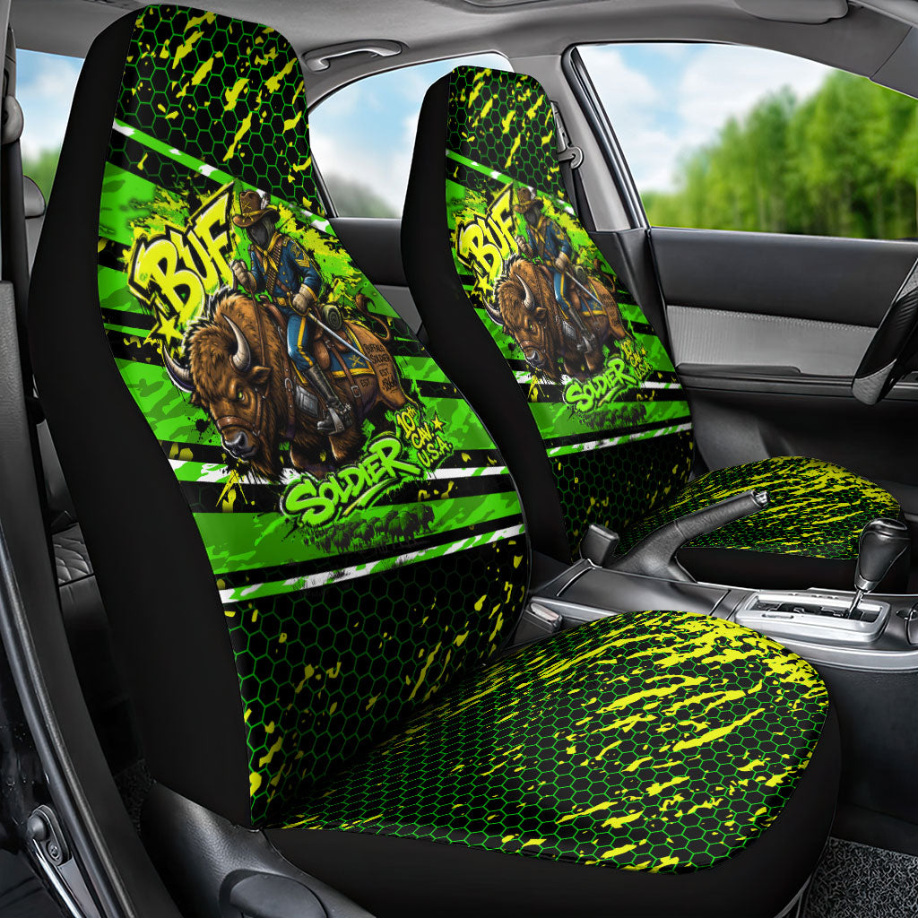 Buffalo Soldiers 10th Cavalry Regiment Car Seat Cover Graffiti Urban Streetwear Style Graphic Art