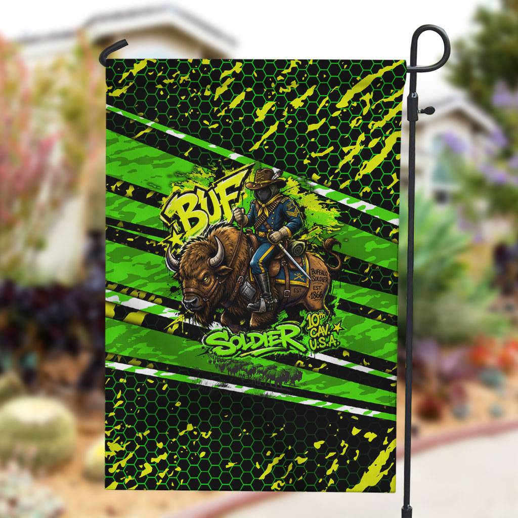 Buffalo Soldiers 10th Cavalry Regiment Garden Flag Graffiti Urban Streetwear Style Graphic Art