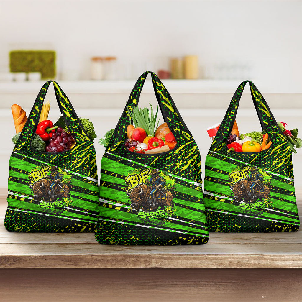 Buffalo Soldiers 10th Cavalry Regiment Grocery Bag Graffiti Urban Streetwear Style Graphic Art