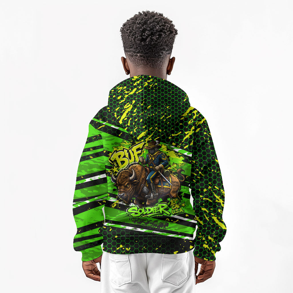 Buffalo Soldiers 10th Cavalry Regiment Kid Hoodie Graffiti Urban Streetwear Style Graphic Art