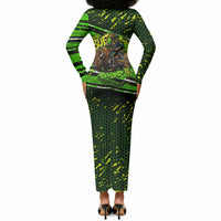 Buffalo Soldiers 10th Cavalry Regiment Long Sleeve Bodycon Dress Graffiti Urban Streetwear Style Graphic Art