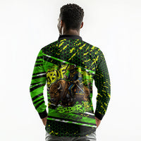 Buffalo Soldiers 10th Cavalry Regiment Long Sleeve Polo Shirt Graffiti Urban Streetwear Style Graphic Art