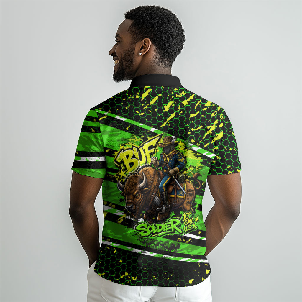 Buffalo Soldiers 10th Cavalry Regiment Polo Shirt Graffiti Urban Streetwear Style Graphic Art