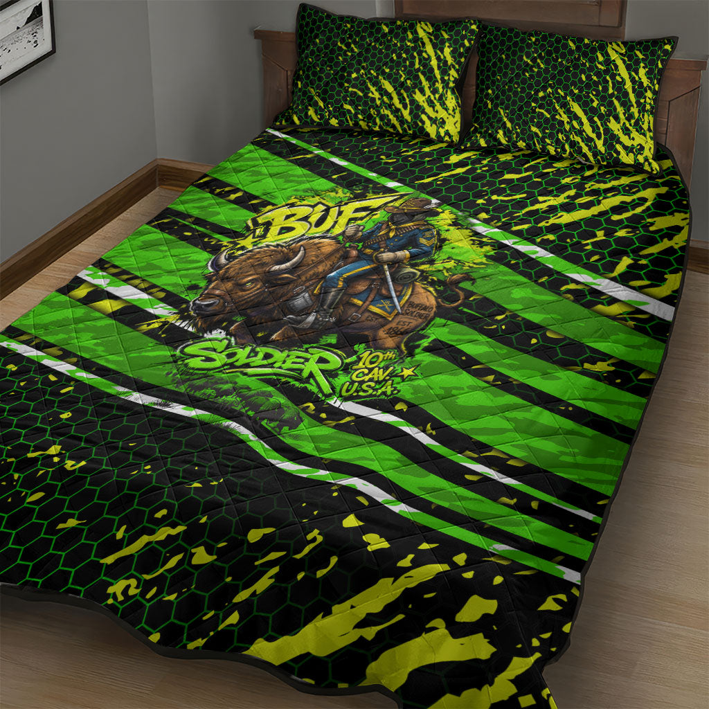 Buffalo Soldiers 10th Cavalry Regiment Quilt Bed Set Graffiti Urban Streetwear Style Graphic Art