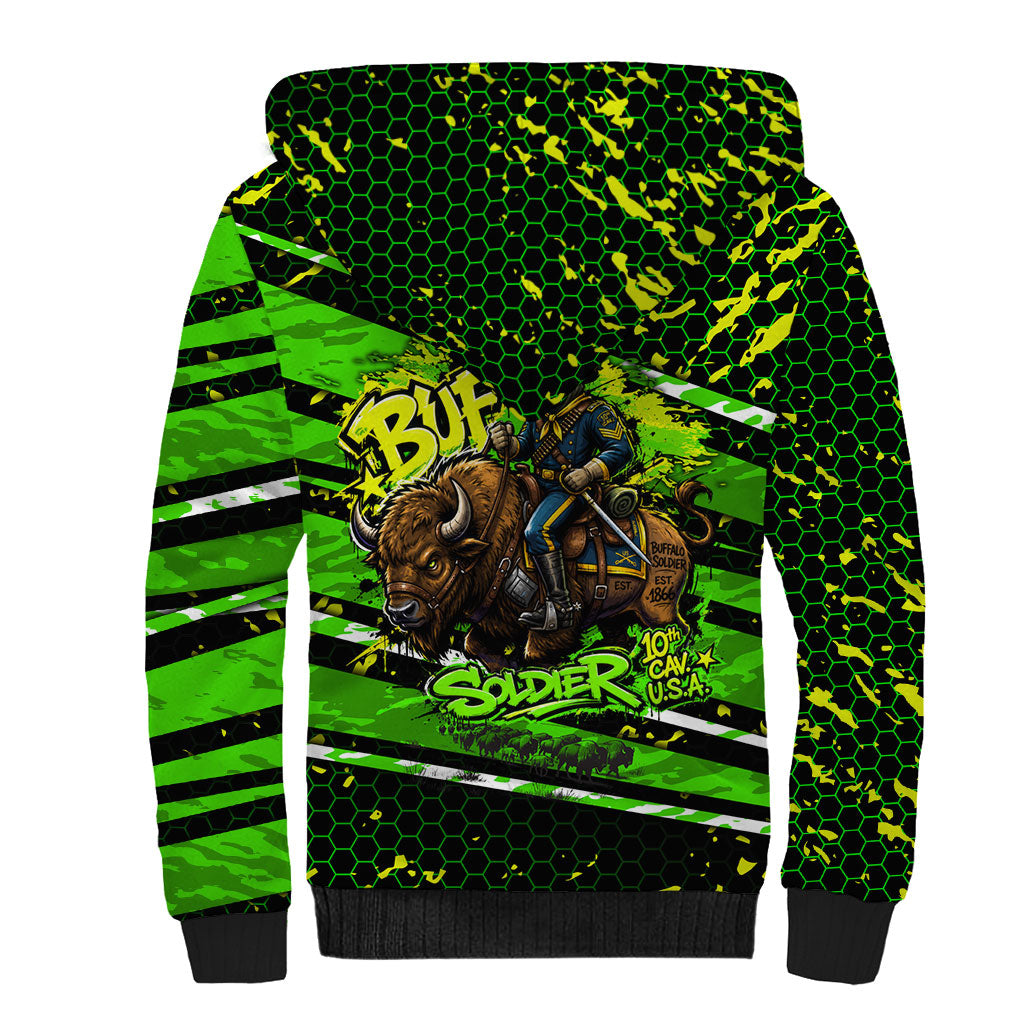 Buffalo Soldiers 10th Cavalry Regiment Sherpa Hoodie Graffiti Urban Streetwear Style Graphic Art
