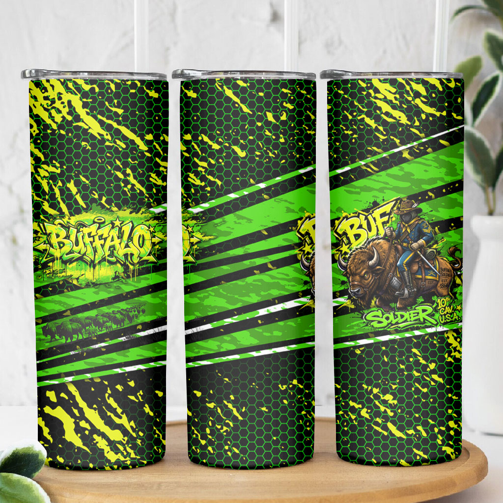 Buffalo Soldiers 10th Cavalry Regiment Skinny Tumbler Graffiti Urban Streetwear Style Graphic Art