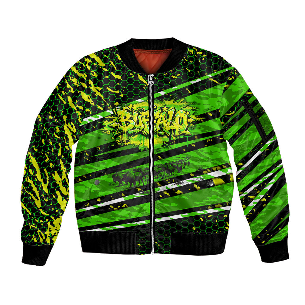 Buffalo Soldiers 10th Cavalry Regiment Sleeve Zip Bomber Jacket Graffiti Urban Streetwear Style Graphic Art