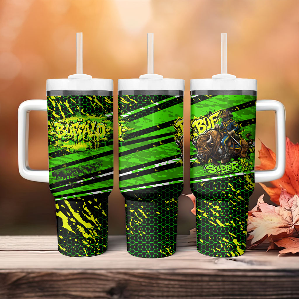 Buffalo Soldiers 10th Cavalry Regiment Tumbler With Handle Graffiti Urban Streetwear Style Graphic Art