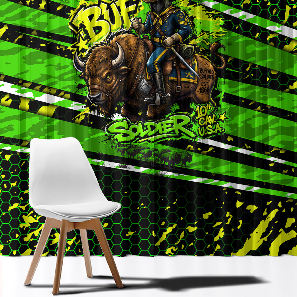 Buffalo Soldiers 10th Cavalry Regiment Window Curtain Graffiti Urban Streetwear Style Graphic Art