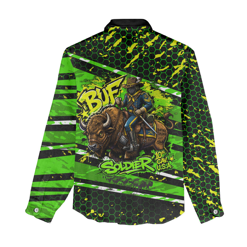 Buffalo Soldiers 10th Cavalry Regiment Women Casual Shirt Graffiti Urban Streetwear Style Graphic Art