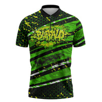 Buffalo Soldiers 10th Cavalry Regiment Zipper Polo Shirt Graffiti Urban Streetwear Style Graphic Art