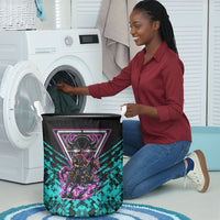 Buffalo Soldiers 9th Cavalry Regiment Laundry Basket Cyberpunk Synthwave Neon Futuristic Graphic Art