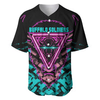Buffalo Soldiers 9th Cavalry Regiment Baseball Jersey Cyberpunk Synthwave Neon Futuristic Graphic Art