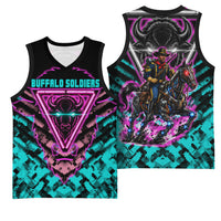Buffalo Soldiers 9th Cavalry Regiment Basketball Jersey Cyberpunk Synthwave Neon Futuristic Graphic Art