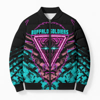 Buffalo Soldiers 9th Cavalry Regiment Bomber Puffer Jacket Cyberpunk Synthwave Neon Futuristic Graphic Art
