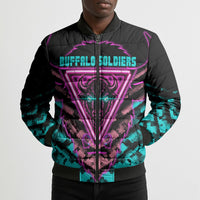 Buffalo Soldiers 9th Cavalry Regiment Bomber Puffer Jacket Cyberpunk Synthwave Neon Futuristic Graphic Art