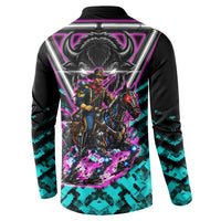 Buffalo Soldiers 9th Cavalry Regiment Button Sweatshirt Cyberpunk Synthwave Neon Futuristic Graphic Art