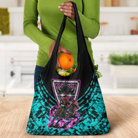 Buffalo Soldiers 9th Cavalry Regiment Grocery Bag Cyberpunk Synthwave Neon Futuristic Graphic Art