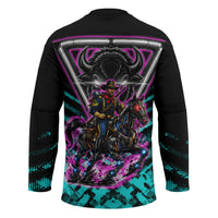 Buffalo Soldiers 9th Cavalry Regiment Hockey Jersey Cyberpunk Synthwave Neon Futuristic Graphic Art