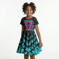 Buffalo Soldiers 9th Cavalry Regiment Kid Short Sleeve Dress Cyberpunk Synthwave Neon Futuristic Graphic Art