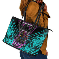 Buffalo Soldiers 9th Cavalry Regiment Leather Tote Bag Cyberpunk Synthwave Neon Futuristic Graphic Art