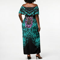 Buffalo Soldiers 9th Cavalry Regiment Off Shoulder Maxi Dress Cyberpunk Synthwave Neon Futuristic Graphic Art