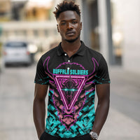 Buffalo Soldiers 9th Cavalry Regiment Polo Shirt Cyberpunk Synthwave Neon Futuristic Graphic Art
