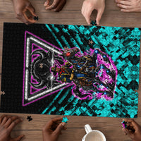 Buffalo Soldiers 9th Cavalry Regiment Puzzle Cyberpunk Synthwave Neon Futuristic Graphic Art