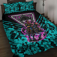Buffalo Soldiers 9th Cavalry Regiment Quilt Bed Set Cyberpunk Synthwave Neon Futuristic Graphic Art
