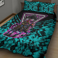 Buffalo Soldiers 9th Cavalry Regiment Quilt Bed Set Cyberpunk Synthwave Neon Futuristic Graphic Art