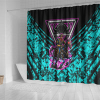 Buffalo Soldiers 9th Cavalry Regiment Shower Curtain Cyberpunk Synthwave Neon Futuristic Graphic Art