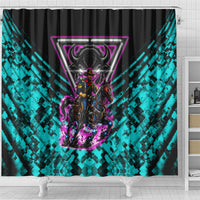 Buffalo Soldiers 9th Cavalry Regiment Shower Curtain Cyberpunk Synthwave Neon Futuristic Graphic Art