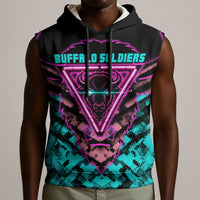 Buffalo Soldiers 9th Cavalry Regiment Sleeveless Hoodie Cyberpunk Synthwave Neon Futuristic Graphic Art