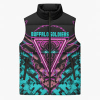 Buffalo Soldiers 9th Cavalry Regiment Sleeveless Puffer Jacket Cyberpunk Synthwave Neon Futuristic Graphic Art