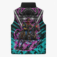 Buffalo Soldiers 9th Cavalry Regiment Sleeveless Puffer Jacket Cyberpunk Synthwave Neon Futuristic Graphic Art