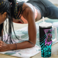 Buffalo Soldiers 9th Cavalry Regiment Tumbler With Handle Cyberpunk Synthwave Neon Futuristic Graphic Art
