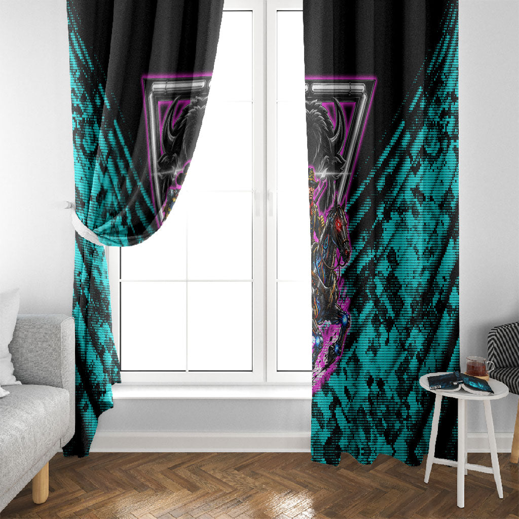 Buffalo Soldiers 9th Cavalry Regiment Window Curtain Cyberpunk Synthwave Neon Futuristic Graphic Art