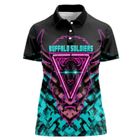 Buffalo Soldiers 9th Cavalry Regiment Women Polo Shirt Cyberpunk Synthwave Neon Futuristic Graphic Art