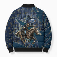 Buffalo Soldiers 10th Cavalry Regiment Ride Or Die Bomber Puffer Jacket Patriotic Military Heritage Distressed City Skyline Graphic Art