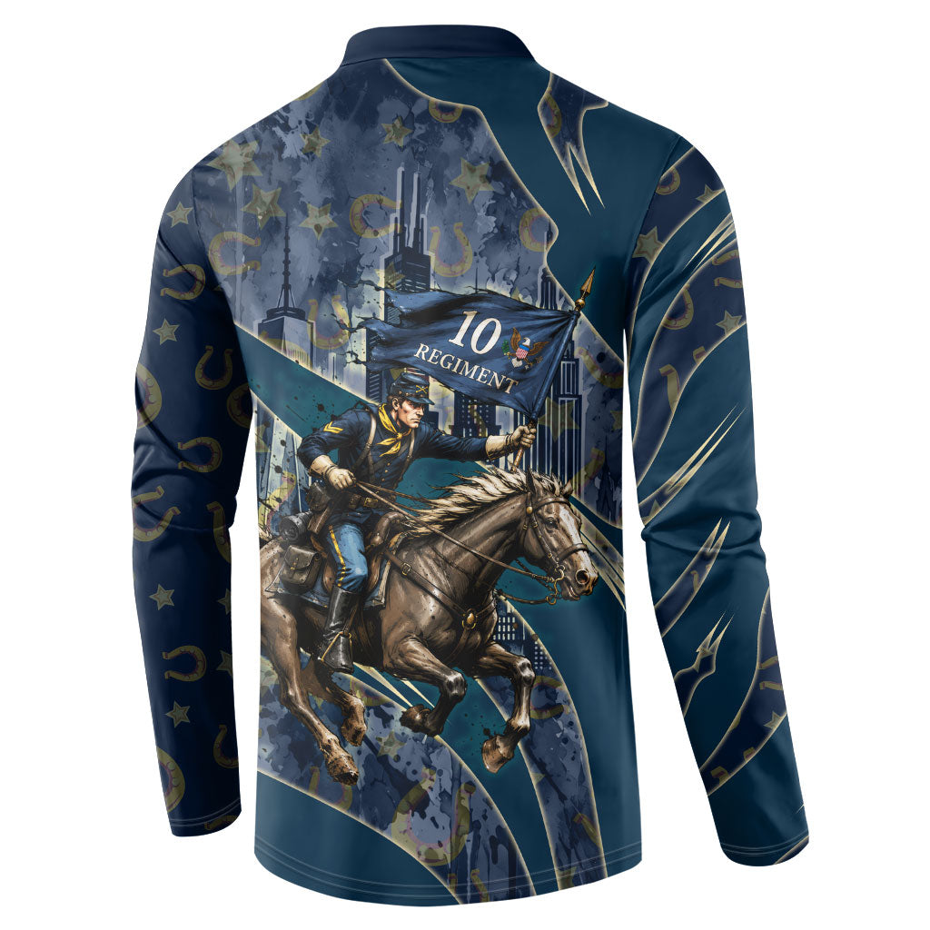 Buffalo Soldiers 10th Cavalry Regiment Ride Or Die Button Sweatshirt Patriotic Military Heritage Distressed City Skyline Graphic Art