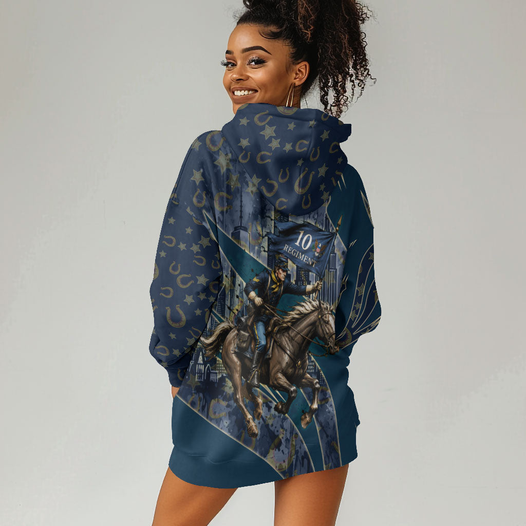 Buffalo Soldiers 10th Cavalry Regiment Ride Or Die Hoodie Dress Patriotic Military Heritage Distressed City Skyline Graphic Art