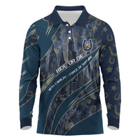 Buffalo Soldiers 10th Cavalry Regiment Ride Or Die Long Sleeve Polo Shirt Patriotic Military Heritage Distressed City Skyline Graphic Art