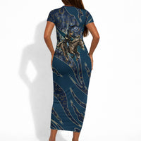 Buffalo Soldiers 10th Cavalry Regiment Ride Or Die Short Sleeve Bodycon Dress Patriotic Military Heritage Distressed City Skyline Graphic Art